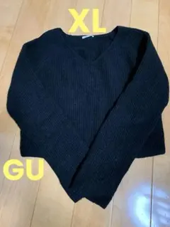 GU パフィータッチVネッククロップドセーター XL