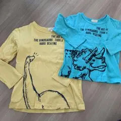 恐竜デザイン 長袖カットソー 100cmと120cm