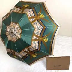 未使用級✨バーバリー　長傘　日傘　ノバチェック　総柄　フィルム付き‼️ グリーン