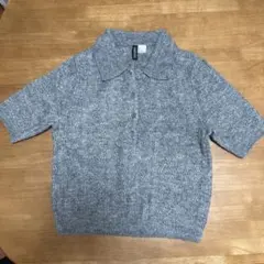 H&M DIVIDED ポロニット 半袖 グレー S