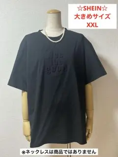☆SHEIN☆ See the good ロゴ エンボス加工 Tシャツ ブラック