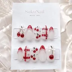 【現品】スナ系 地雷 量産 ワンホン ボルドー さくらんぼ ネイル No.30