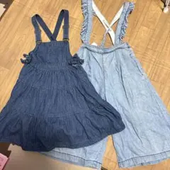 デニム2点セット　オーバーオール&ジャンパースカート 130サイズ