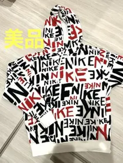 NIKE フード付きパーカー M ホワイト/レッド/ブラック 総柄