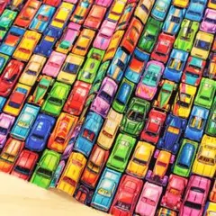 USAコットン　カラフルな車の柄　生地　ロバートカフマン