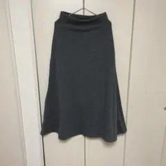 【新品未使用】最終売価!フェルトフレアロングスカート＊裏起毛＊チャコールグレー②