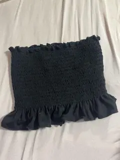 FOREVER 21 ブラック シャーリング ベアトップ S