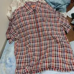 ジップシャツ チェック ブルー