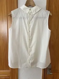 MARNI アイボリー プリーツ ノースリーブシャツ