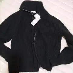 WEGO ブラック ジップアップセーター