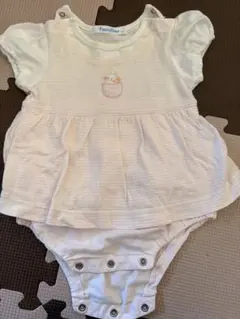 【美品】ロンパース・カバーオール ホワイト/ピンク 60cm familiar