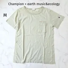 チャンピオン アースミュージック&エコロジー Tシャツ M グリーン 刺繍のサムネイル