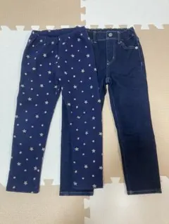 ユニクロ　フリースレギンス　デニム　110センチ　２枚セット