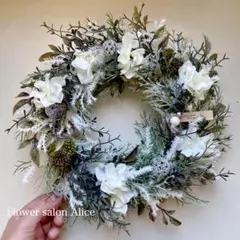 フラワーリース　ナチュラル　グリーン　クリスマス　造花　✴︎ natural✴︎のサムネイル