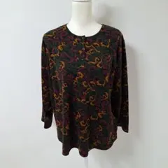 ETHNIC•KAN 総柄 長袖 トップス【L】レトロ ミセス 婦人服