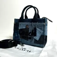 【新品同様✨】コーチ 2way カーゴ トートバッグ20 パッチワーク デニム