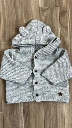 petit main フード付きカーディガン グレー