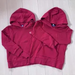 Champion 赤 パーカー 110 2枚セット スウェット トレーナー 双子