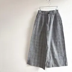 ジーナシス 裾広 チェック柄 ワイド パンツ ゆったり ウエストゴム フリー