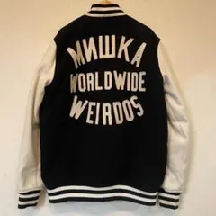 MISHKA ミシカ スタジャン M ブラック×ホワイト 目玉 メルトン