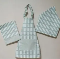 ハンドメイド 子供 エプロン 三角巾 収納袋 3点セット 90 100