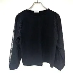 グラシア GLACIER 長袖 トップス M ブラック 袖 レース 花柄