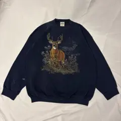 TULTEX スウェット 鹿 グラフィック ネイビー 2XL
