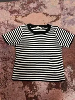 ボーダー柄 リブ 半袖Tシャツのサムネイル