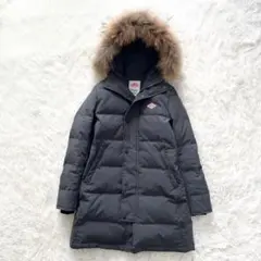 DANTON ダウンコート　ラクーンファー　グレー　S 〜Mサイズ相当