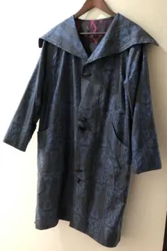 青大島紬・銘仙コート　着物リメイク　リバーシブル