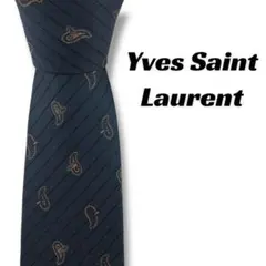 【7855】良品！イブサンローラン　ネクタイ　ネイビー系
