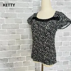 KETTY 花柄カットソー レース 襟元 ブラックC186のサムネイル