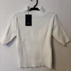 EMODA CRASH SHORT RIB KNIT 半袖ニット ホワイト F