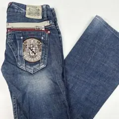 b1364【RED PEPPER】y2k 00s 刺繍 ローライズ フレアデニム