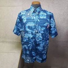 MANGO HOUSE　シャツ　L　ブルー系　アロハ　ボタンダウン　y6747a