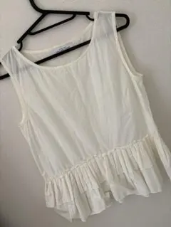 green label relaxing フリル ノースリーブブラウス