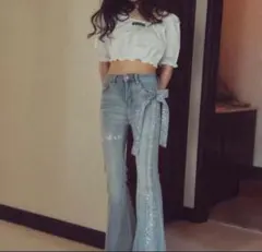 PELLICULE ❤︎ ribbon brilliant denim - メルカリ