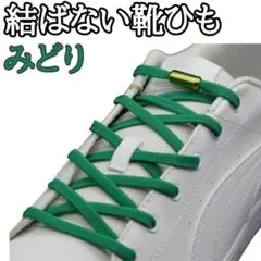 ∞ ☆緑ひも+緑カプセル☆ 結ばない靴ひも　靴紐　メンズ　キッズ　b