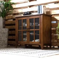 10000000様専用】チーク総無垢 ガラスパンケース'80W キャビネット