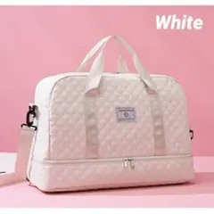 2way ボストンバッグ　白　旅行　ジム　キャリーオン　修学旅行　撥水加工