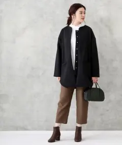 Liyoca ダンボールドット 釦 ハーフ コート ジャケット