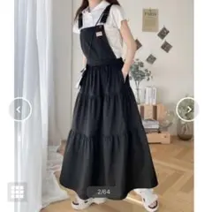 JaVa コラボ》着映え力抜群。2wayティアードサロペットワンピース スカート