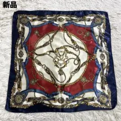 新品　スカーフ　バンダナ　風呂敷　ヘアアクセサリー　首巻き　ストール　紺ネイビー