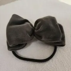ヴァンテーヌ　 グレー　ベルベット　リボンヘアゴム　ヘアアクセサリー