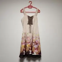 花柄キャミワンピース ベージュ