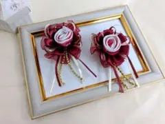 【卒入学式】親子で姉妹でペアコサージュ薔薇レッド2個セット