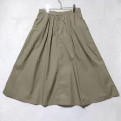 ナノユニバース フレアスカート タック Aライン オリーブ ナチュラル Mのサムネイル