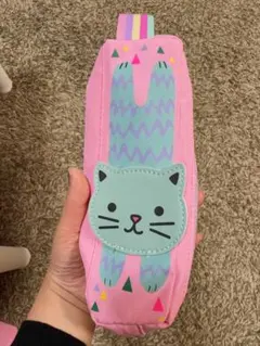 猫デザインのペンケース ピンク