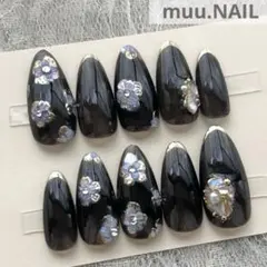 (オーダー制）ネイルチップ ちゅるん ニュアンス 大人可愛い ミラー フラワー