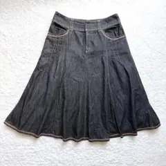 ソニアリキエル デニムフレアスカート 黒 XL 大きいサイズ 綿 オンワード樫山のサムネイル